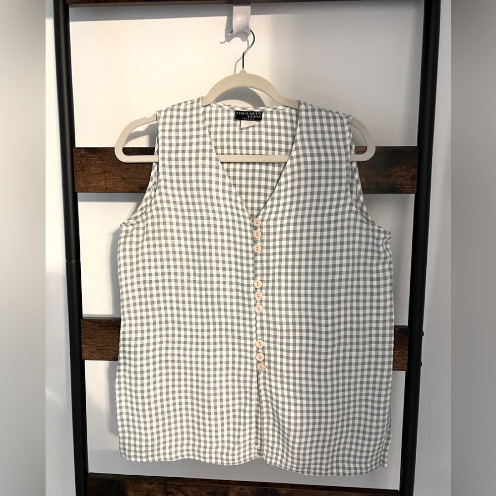Vintage sleeveless top houndstooth V-Neck